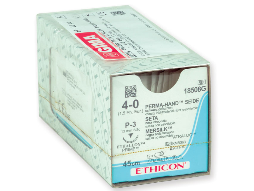 SUTURA SETA ETHICON PERMA-HAND - 4/0 ago 13 mm
