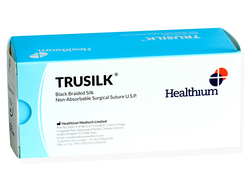 SUTURA NON ASS. TRUSILK calibro 3/0, curva 1/2, ago 19 mm - 75 cm - nero
