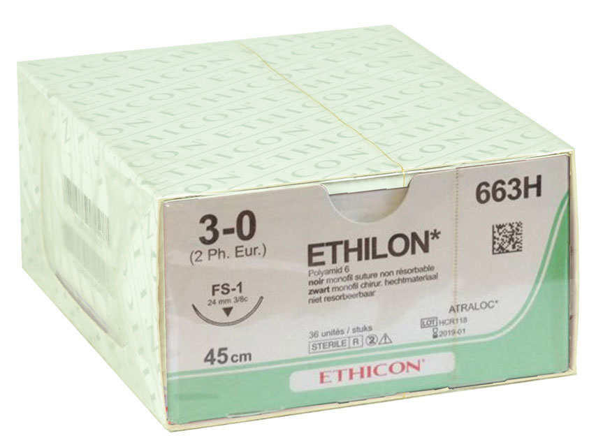 SUTURA MONOFILAMENTO ETHICON ETHILON - 3/0 ago 24 mm
