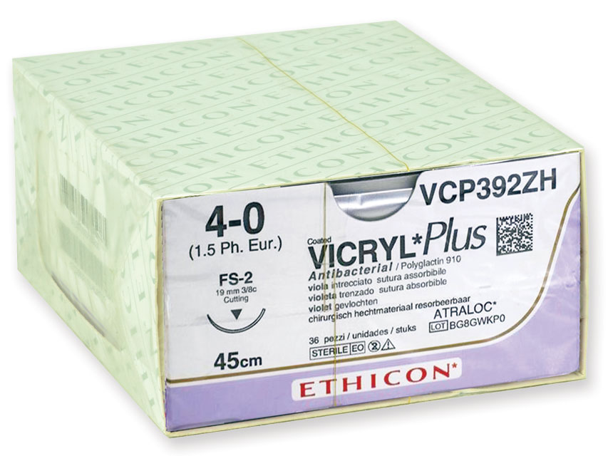 SUTURA ASSORBIBILE ETHICON VICRYL PLUS - 4/0 ago 19 mm