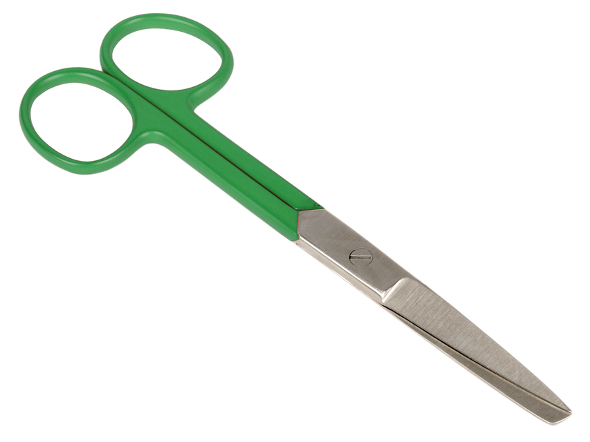 FORBICI RETTE PUNTE ALTERNE - anelli verdi - 14 cm