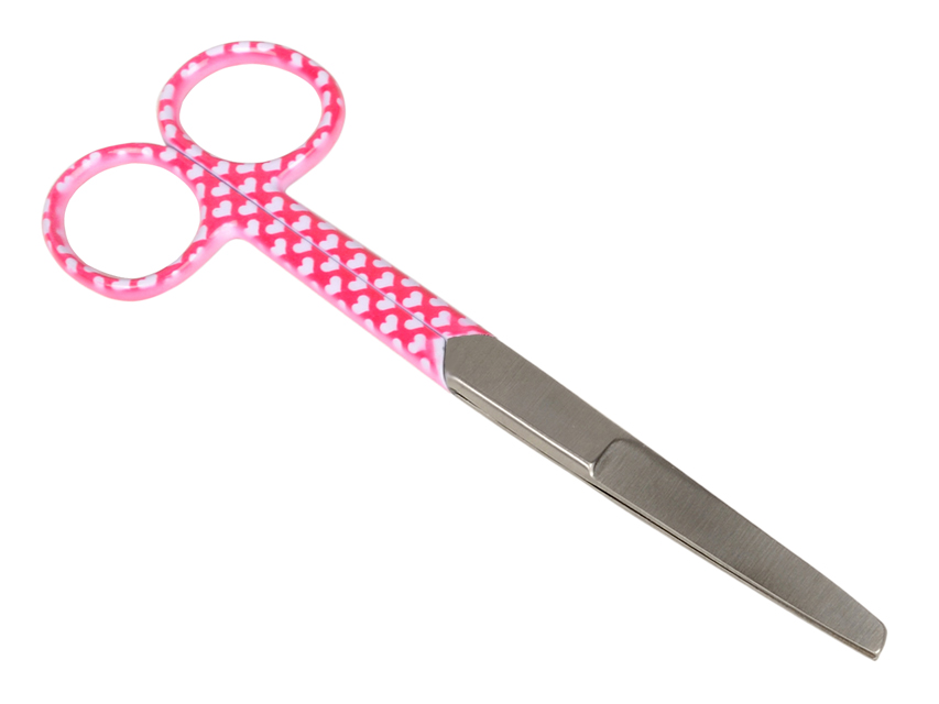 FORBICI RETTE PUNTE ALTERNE - fantasia cuori - 14 cm