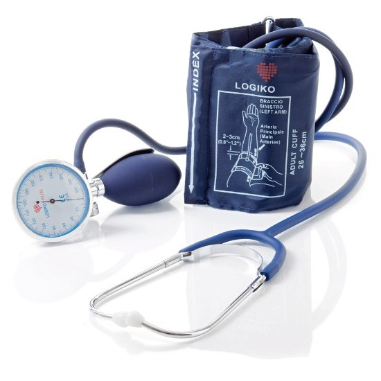 Sfigmomanometro ad aneroide palmare con fonendo