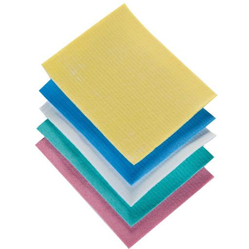 Panno spugna col. assortiti (giallo, verde e rosa) 16x18 cm