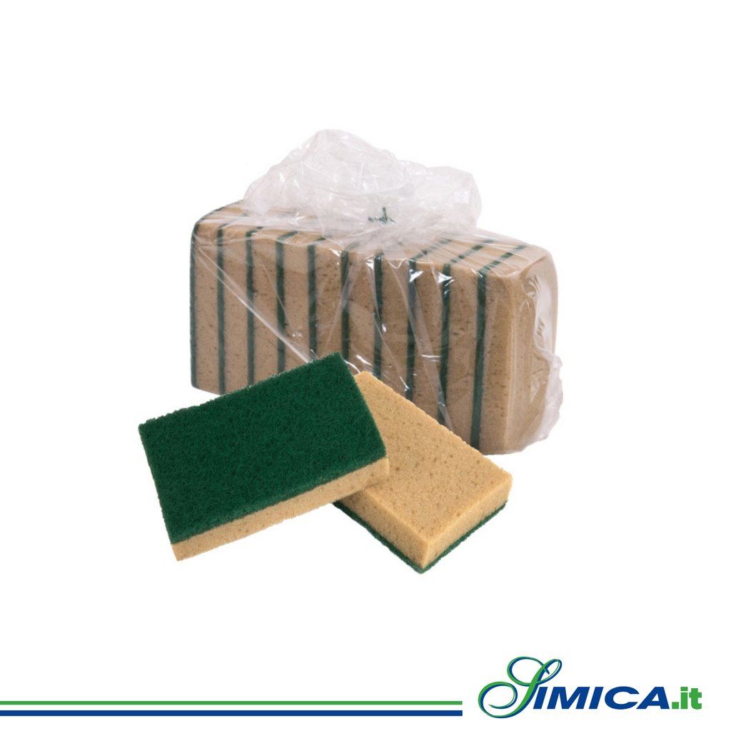 Spugna abrasiva giallo verde c/impugnatura 9,5x6,5x4 cm