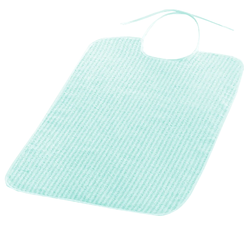 Bavaglione in spugna rigata c/chiusura con lacci Venezia verde 45x75cm