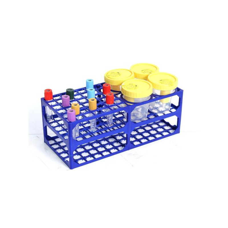 Rack doppio per contenitori urine e provette in plastica