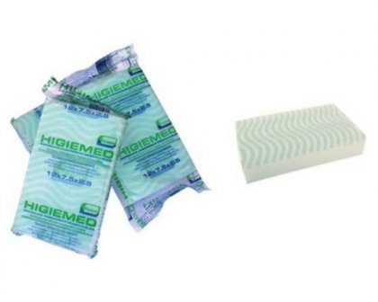 Spugna presaponata imbustata singolarmente 12 x 7,5 x 2,5 cm foam