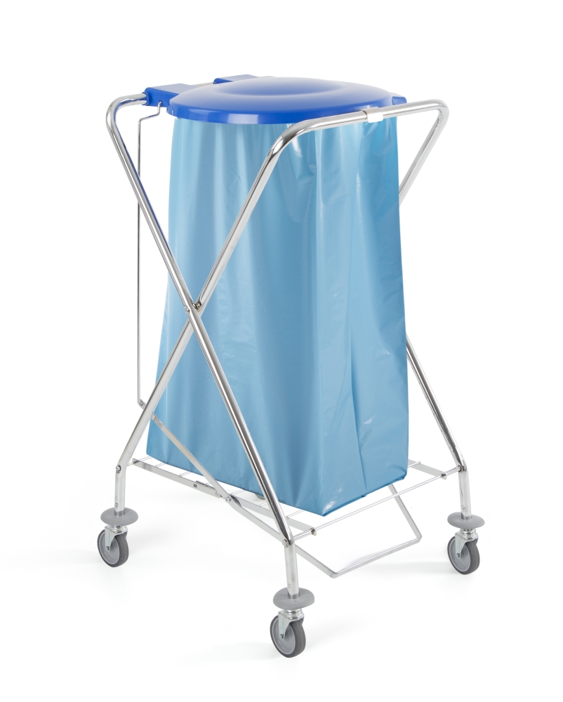 Carrello Dust 120 lt tondo cromato con coperchio e pedale