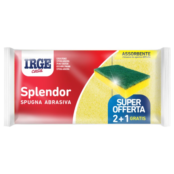 Spugna splendor abrasiva giallo verde 12x8x2,5cm