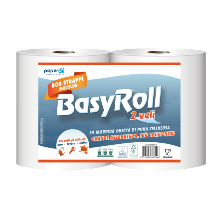 Bobina 100% cellulosa 800 strappi basy roll