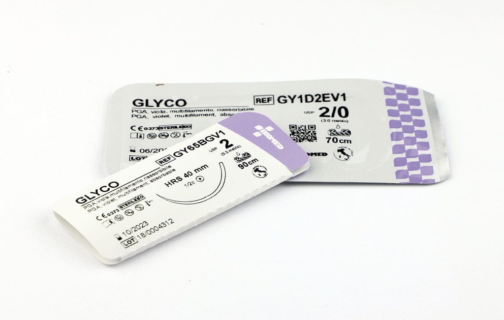 Sutura Glyco DS24 USP 2-0 EP 3 cm.70 - ago 3/8 triang.plurifilamento assorbibile
