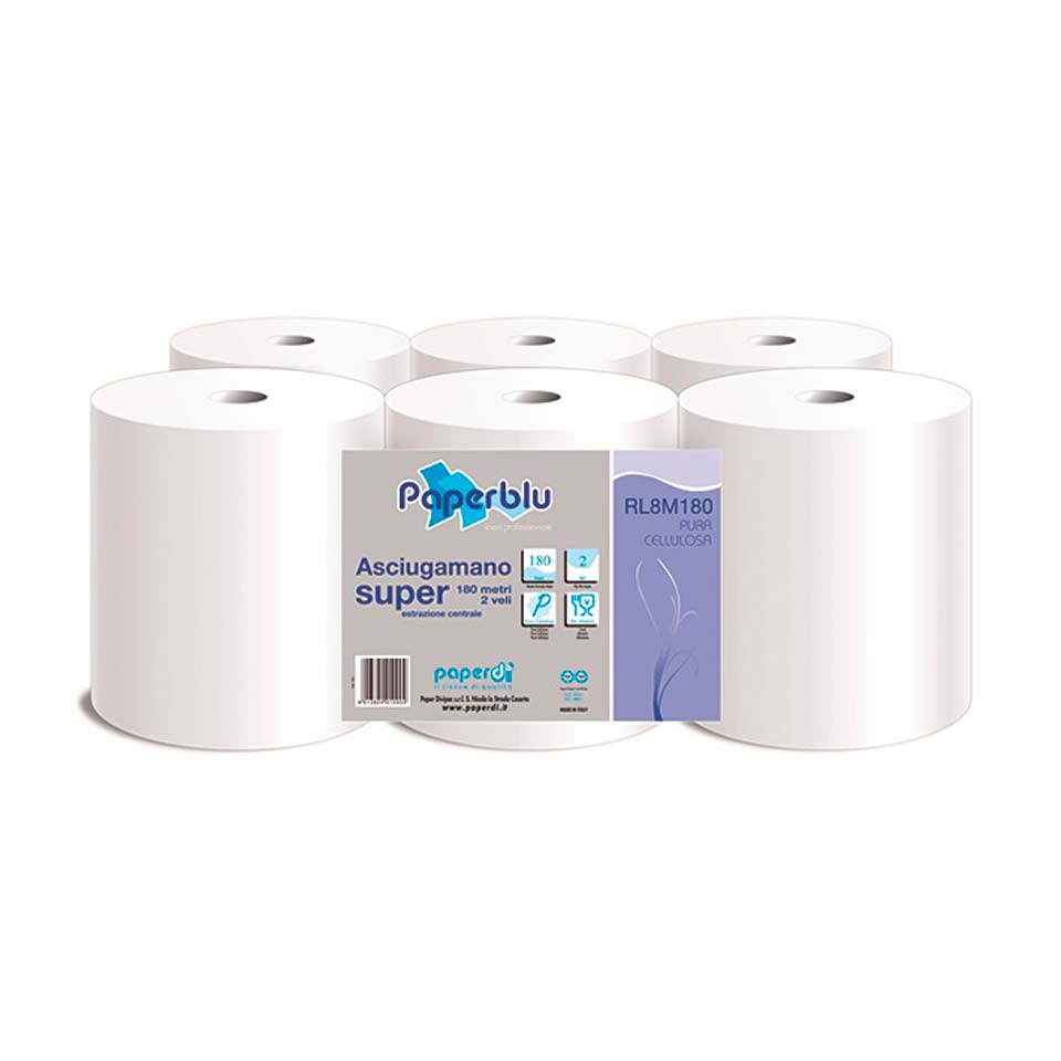 Asciugamano estrazione interna 2 veli cellulosa 180 mt.
