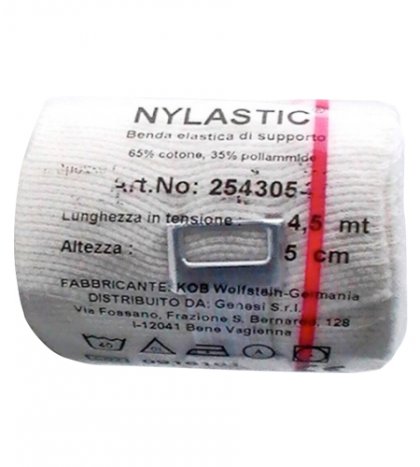 Benda elastica nylastic bianca con graffette ferma benda cm 7 x 4,5 mt