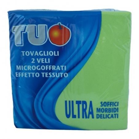 Tovagliolo 38 x 38 cm microgoffrato due veli colore verde
