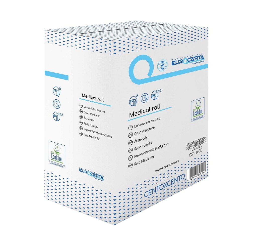 Lenzuolino 100% cellulosa h 60 cm x 66 mt 2 veli Ecolabel
