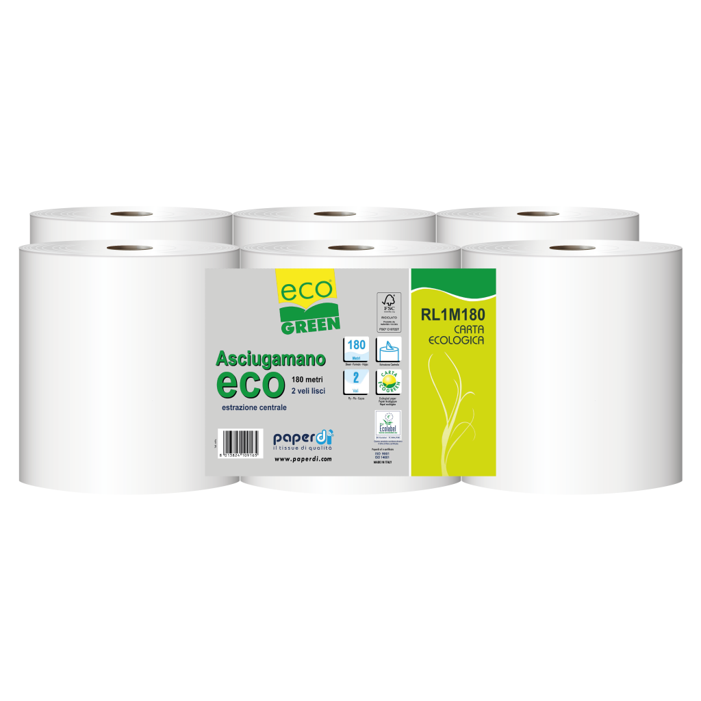 Rotolo asciugamano 2 veli 180metri ecogreen
