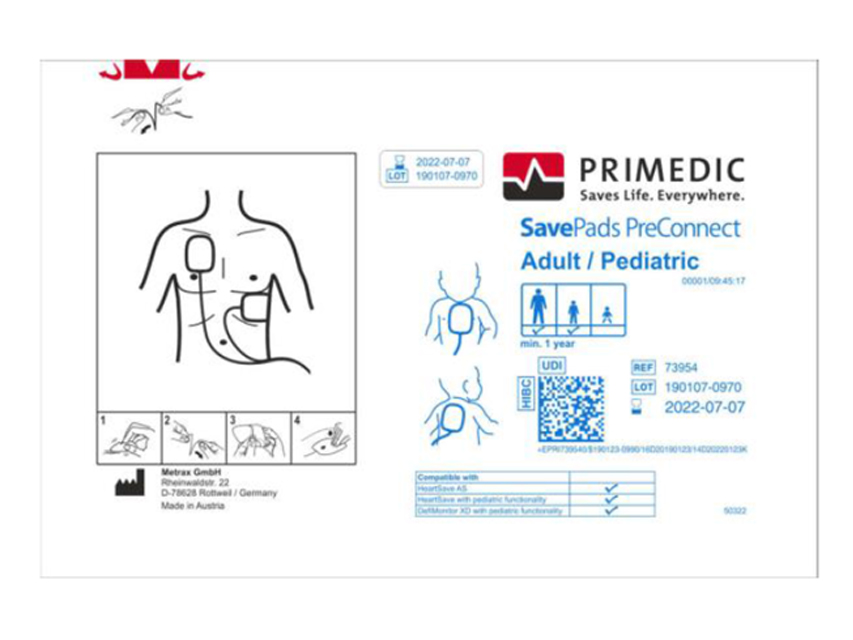 SAVE PADS per oltre 8 anni, oltre 25 kg per HeartSave da S.N. 739XXXXXXX