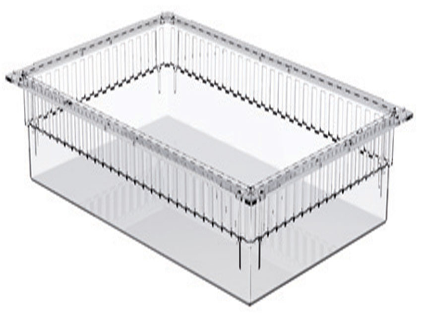 CASSETTO ISO PLASTICA TRASPARENTE 600x400x200 mm  aperto