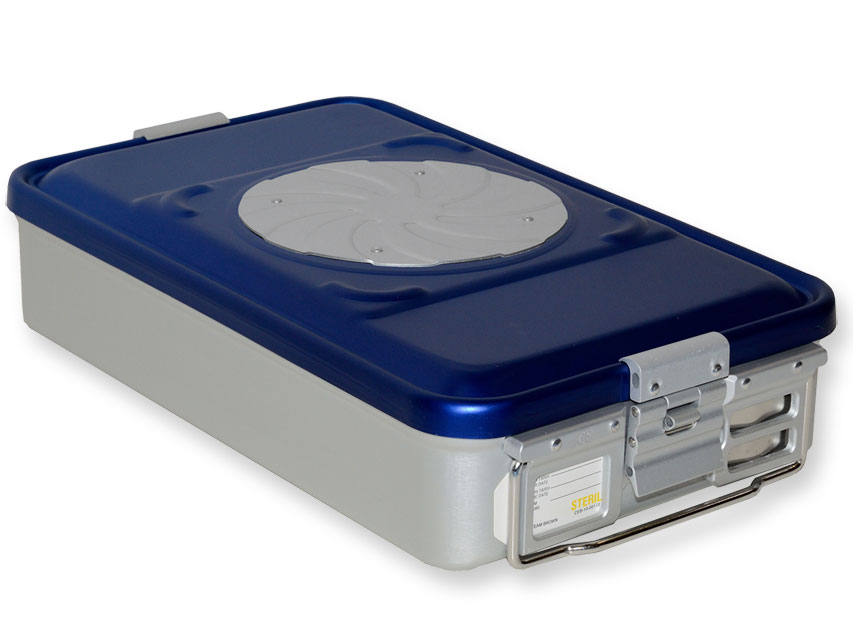 CONTAINER CON VALVOLA medio h100 mm  blu forato