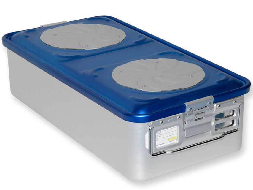 CONTAINER CON VALVOLA grande h150 mm  blu forato