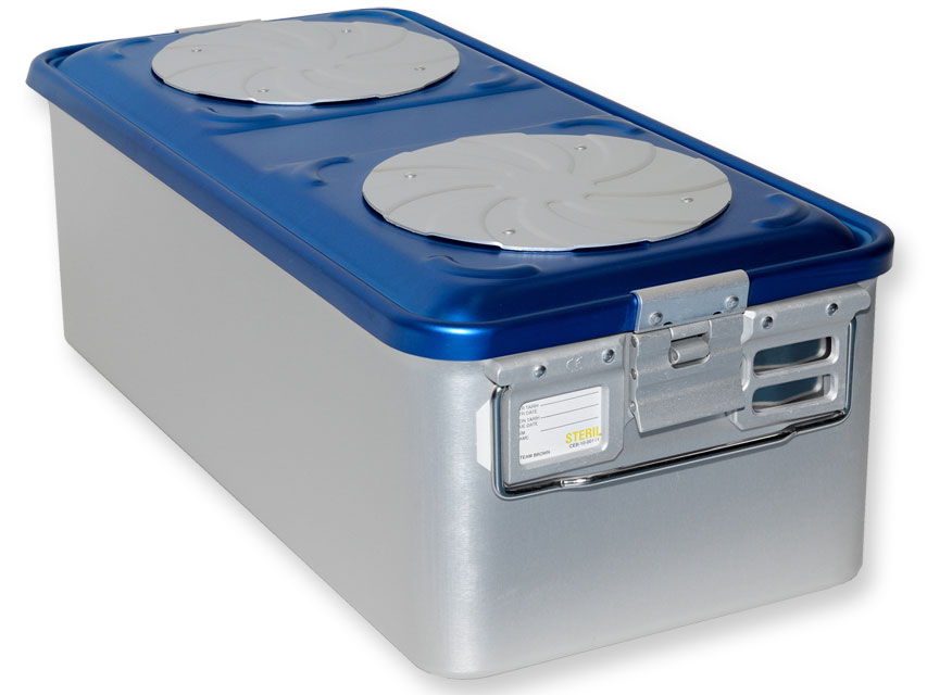 CONTAINER CON VALVOLA grande h200 mm  blu forato