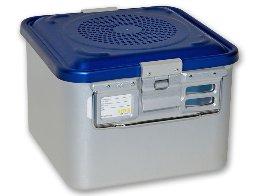 CONTAINER CON FILTRO piccolo h200 mm  blu forato