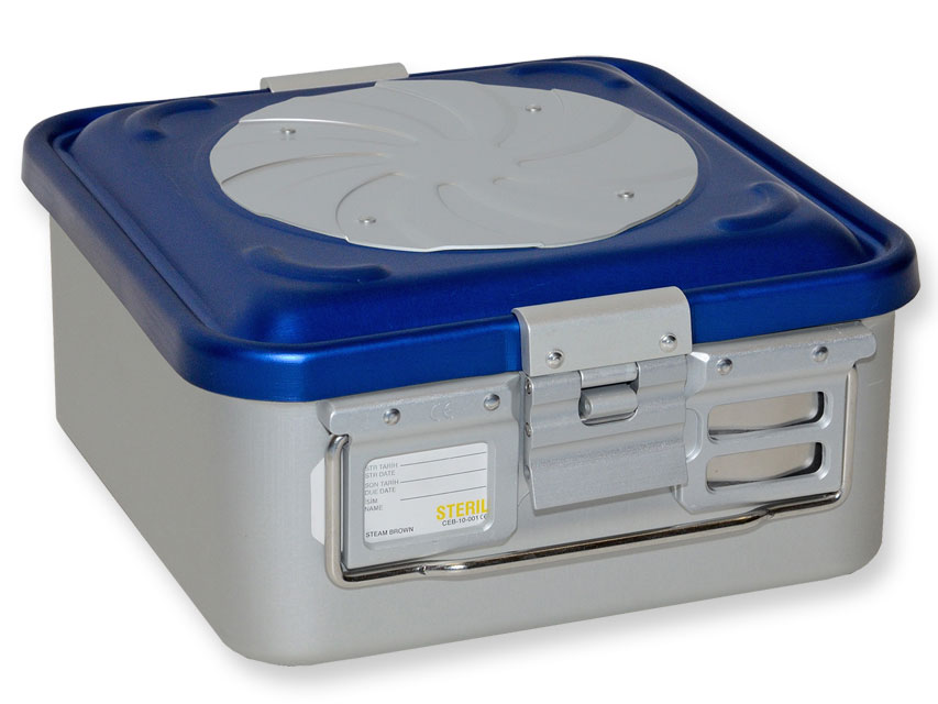 CONTAINER CON VALVOLA piccolo h135 mm  blu forato