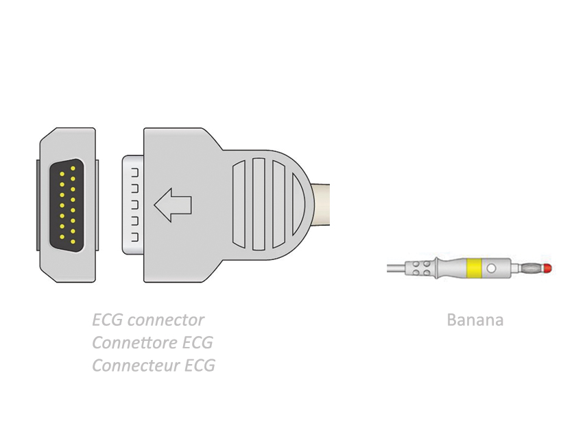 CAVO PAZIENTE ECG 2,2 m - banana - compatibile GE Marquette