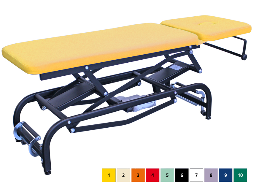 LETTINO DA VISITA KING AD ALTEZZA VARIABILE con foro - telaio nero - colore a scelta