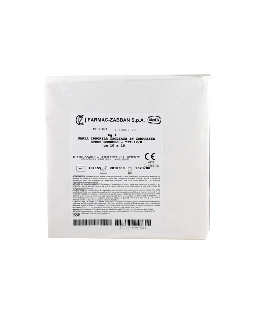 Garza tagliata stesa 10x10 in pacchi da 1 kg
