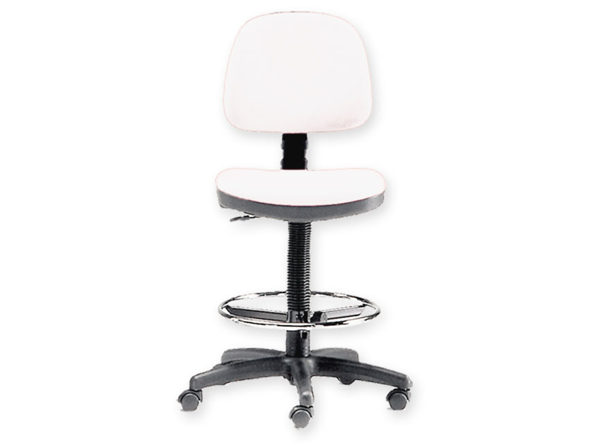 SGABELLO con schienale ed anello - bianco