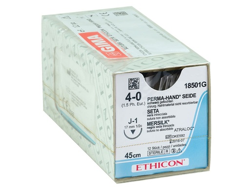 [GM-31503] SUTURA SETA ETHICON PERMA-HAND - 4/0 ago 17 mm