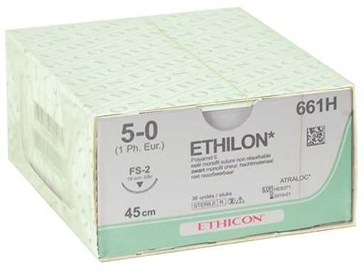 [22301] SUTURA MONOFILAMENTO ETHICON ETHILON - 5/0 ago 19 mm