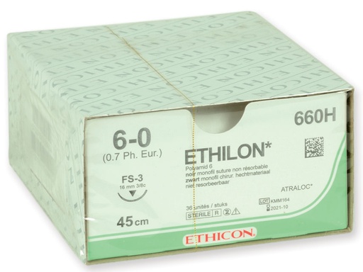 [GM-31616] SUTURA MONOFILAMENTO ETHICON ETHILON - 6/0 ago 16 mm