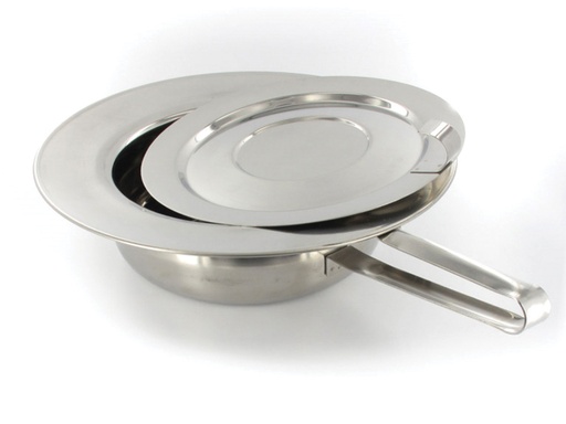 [GM-31817] PADELLA IN ACCIAIO INOX CON COPERCHIO - 320 x 85 mm - con manico