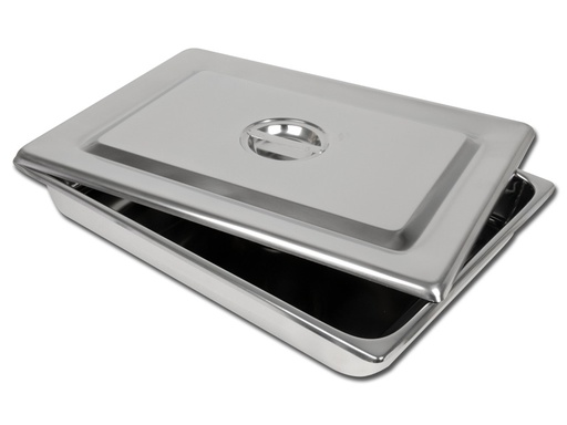 [26609] VASSOIO+COPERCHIO INOX 440x320x64 mm