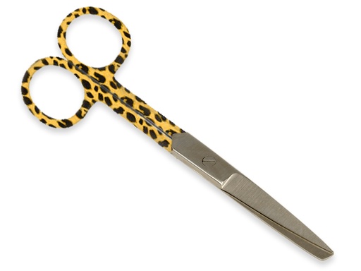 [GM-31891] FORBICI RETTE PUNTE ALTERNE - fantasia leopardo - 14 cm