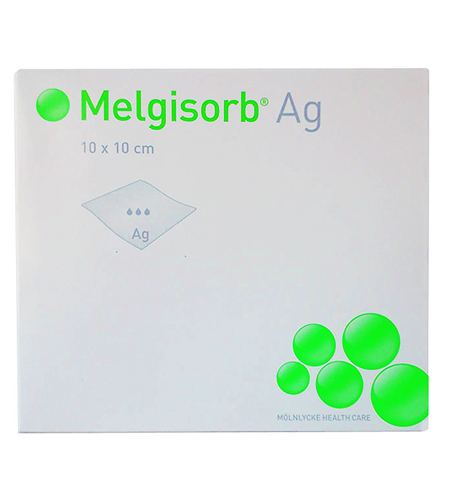 [DMM02052] Melgisorb Ag medicazione antimicrobica assorbente in fibre di alginato 10 x 10cm

