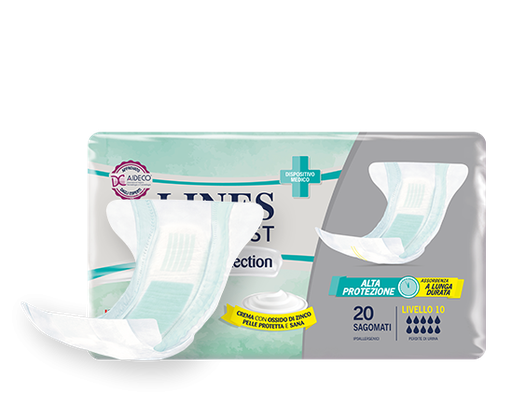 [MGI03140] Pannolone sagomato trasp. Lines Derma Prot. Alta Prot.10 TU

