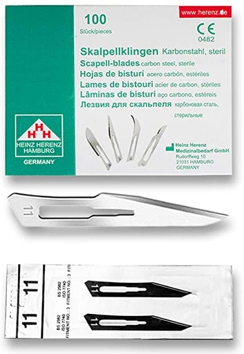 [BB-ELCON-110-111] Heinz Herenz lame bisturi monouso sterili Carbon Steel N.11