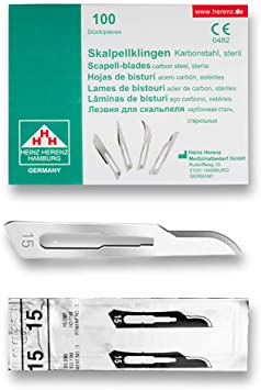 [BB-ELCON-110-115] Heinz Herenz lame bisturi monouso sterili Carbon Steel N.15