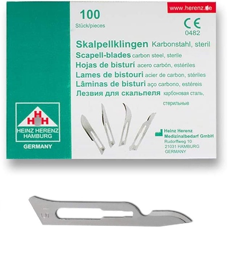 [BB-ELCON-04-HER-00002] Heinz Herenz lame bisturi monouso sterili Carbon Steel N.15-C