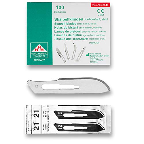 [BB-ELCON-110-121] Heinz Herenz lame bisturi monouso sterili Carbon Steel N.21