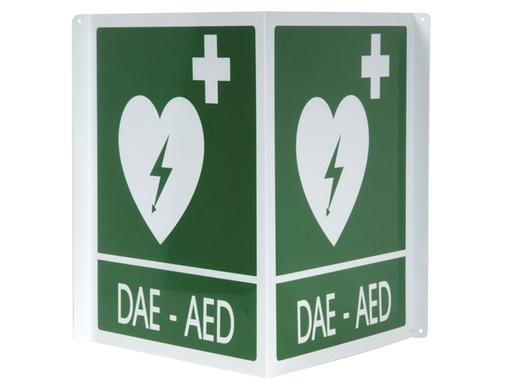 [35327] CARTELLO SEGNALATORE DAE/AED DOPPIO IN ALLUMINIO 34x36 cm per defibrillatori