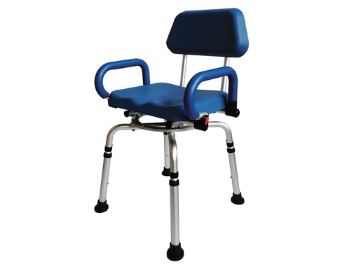 [GM-28673] SEDIA DA DOCCIA GIREVOLE con schienale e braccioli in PU  portata 136 kg