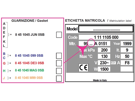 [GM-28695] GUARNIZIONE PER AUTOCLAVE H100, numero di serie A,D,E,F,K,L