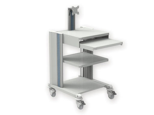 [GM-28953] CARRELLO PRO  2 ripiani, tastiera, supp. monitor, cassetto