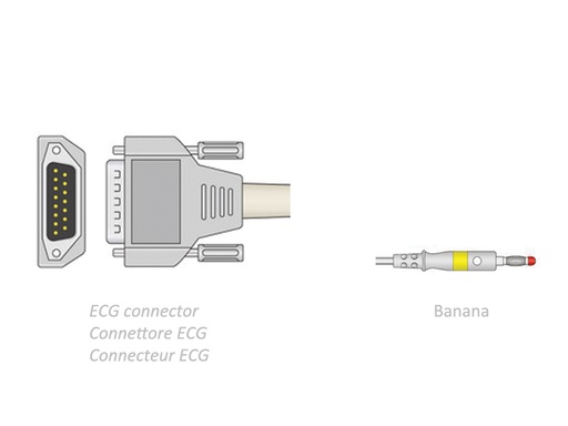 [GM-29719] CAVO PAZIENTE ECG 2,2 m - banana - compatibile Biocare, Edan, Nihon, altri