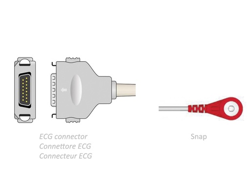 [GM-29727] CAVO PAZIENTE ECG 2,2 m - snap - compatibile Fukuda Denshi